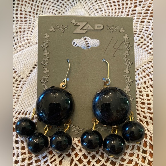 ZAD Fun beaded earrings BLACK SHAKER CHA CHA ear wires  2” long NWT FAB… - Picture 3 of 7
